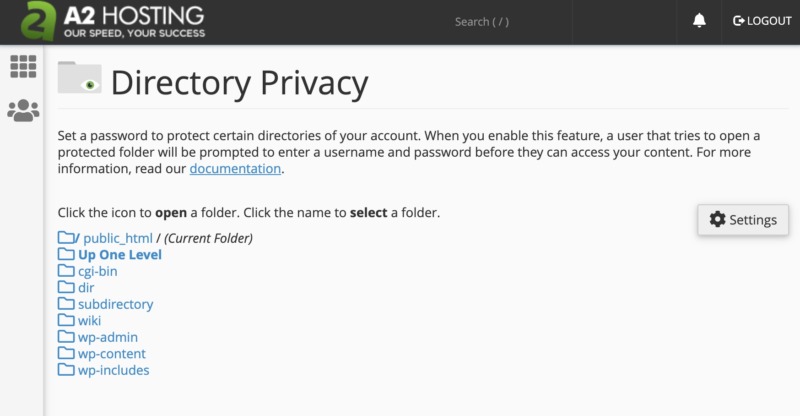 cPanel's Directory Privacy tool.