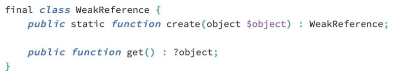 The proposed API for WeakReferences in PHP.