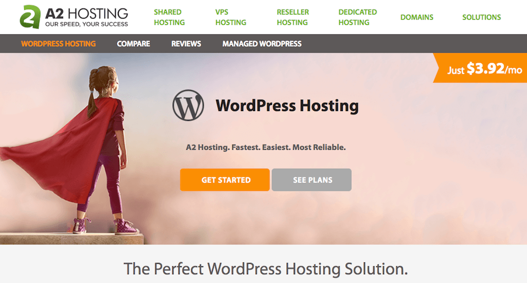 WordPress hosting plans on A2 Hosting.