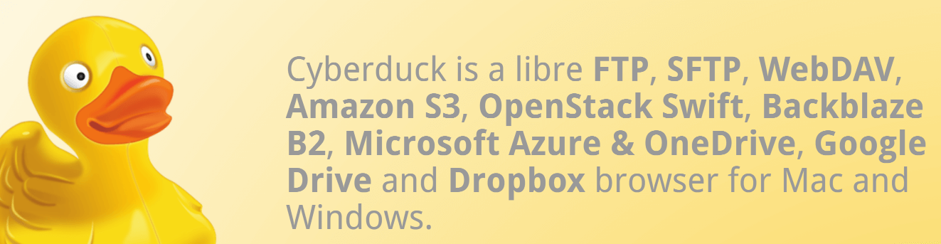 The Cyberduck homepage.