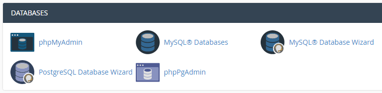 cPanel's database section.