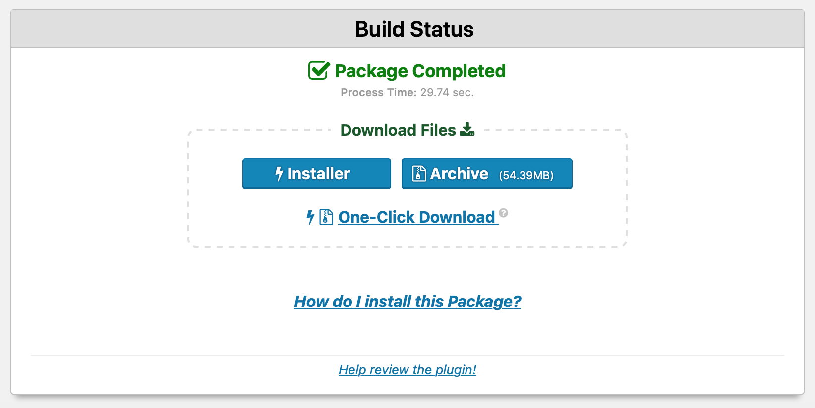 Downloading a Duplicator package.